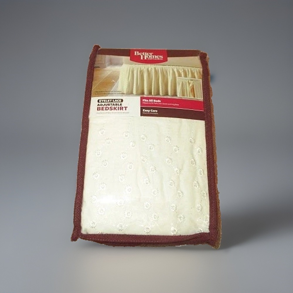 Better Homes & Gardens Eyelet Lace Bedskirt  Ivory  Adjustable Fits All Beds NOS